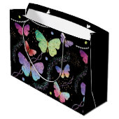紫エレガントと青の明るい蝶 ラージペーパーバッグ (裏面アングル)