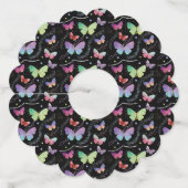 紫エレガントと青の明るい蝶 ワイングラスタグ (正面)