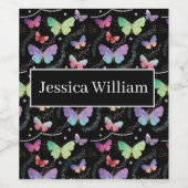 紫エレガントと青の明るい蝶 ワインラベル (シングルラベル)