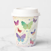 紫エレガントと青の明るい蝶 紙コップ (裏面)