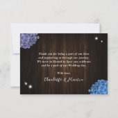 紫エレガントと青の木素朴のフローラ結婚 サンキューカード (裏面)