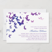 紫エレガントと青の蝶ブライダルシャワー 招待状 (正面)