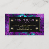 紫エレガントと青の銀河系大理石 名刺 (裏面)