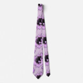 紫エレガントと黒のフローラの花 ネクタイ (正面)