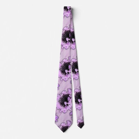 紫エレガントと黒のフローラの花 ネクタイ (正面)