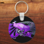 紫エレガントと黒の孔雀 キーホルダー (正面)
