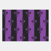 紫エレガントと黒の(紋章の)フラ・ダ・リ(3サイズ) ラッピングペーパーシート (正面3)