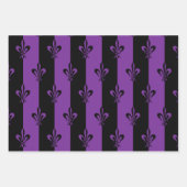 紫エレガントと黒の(紋章の)フラ・ダ・リ(3サイズ) ラッピングペーパーシート (正面2)