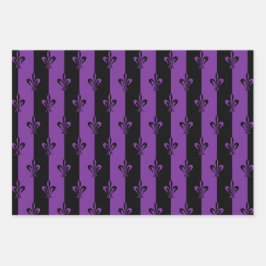 紫エレガントと黒の（紋章の）フラ・ダ・リ（3サイズ） ラッピングペーパーシート