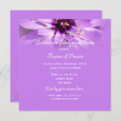 紫エレガントのかわいらしデイジー花卒業 招待状 (正面/裏面)