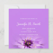 紫エレガントのかわいらしデイジー花卒業 招待状 (裏面)