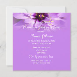 紫エレガントのかわいらしデイジー花卒業 招待状
