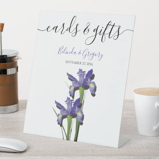 紫エレガントのアイリスの結婚式カード&ギフト 台座サイン (インサイチュ)