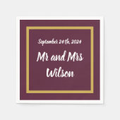 紫エレガントのカクテルナプキンの金ゴールド書 スタンダードカクテルナプキン (正面)