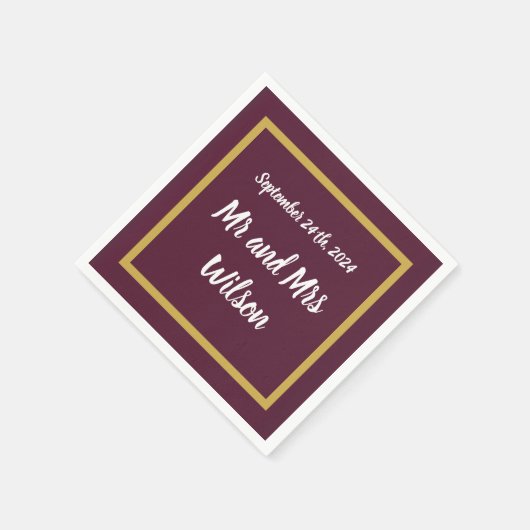 紫エレガントのカクテルナプキンの金ゴールド書 スタンダードカクテルナプキン (角)