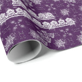 紫エレガントのクリスマスの雪 ラッピングペーパー (ロールコーナー)