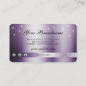 紫エレガントのグリッターきらめくスターとロゴ 名刺 (裏面)