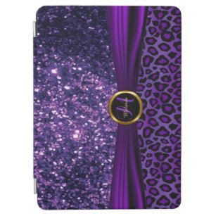 紫エレガントのグリッターとヒョウの皮 iPad AIR カバー