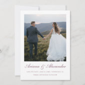 紫エレガントのスクリプ結婚ト写真 セーブザデート (正面)