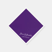 紫エレガントのスクリプ結婚ト スタンダードカクテルナプキン (角)