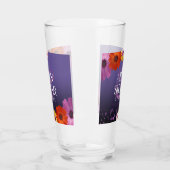 紫エレガントのデイジーと金のグリッター結婚 タンブラーグラス (左)