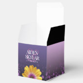 紫エレガントのデイジーと金のグリッター結婚 フェイバーボックス (オープン)