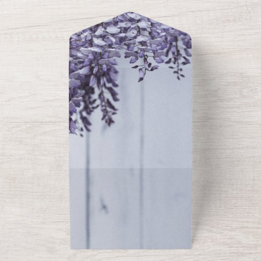 紫エレガントのバラの木のフローラ結婚の花 オールインワン招待状 (外側)