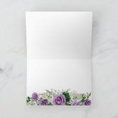 紫エレガントのバラの花束結婚の花感謝していの サンキューカード (内部)