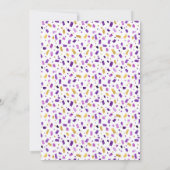 紫エレガントのフェイク金ゴールドバルーン誕生日 招待状 (裏面)