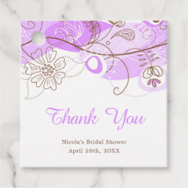 紫エレガントのフローラツイストブライダルシャワー フェイバータグ