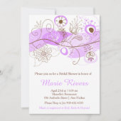 紫エレガントのフローラツイストブライダルシャワー 招待状 (正面)