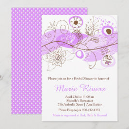 紫エレガントのフローラツイストブライダルシャワー 招待状