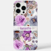 紫エレガントのフローラパーソナライズされた名 Case-Mate iPhoneケース (裏面)