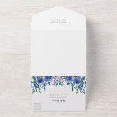 紫エレガントのフローラモダン冬の結婚式 オールインワン招待状 (外側)