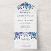 紫エレガントのフローラモダン冬の結婚式 オールインワン招待状 (内側)