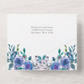 紫エレガントのフローラモダン冬の結婚式 オールインワン招待状 (裏面)