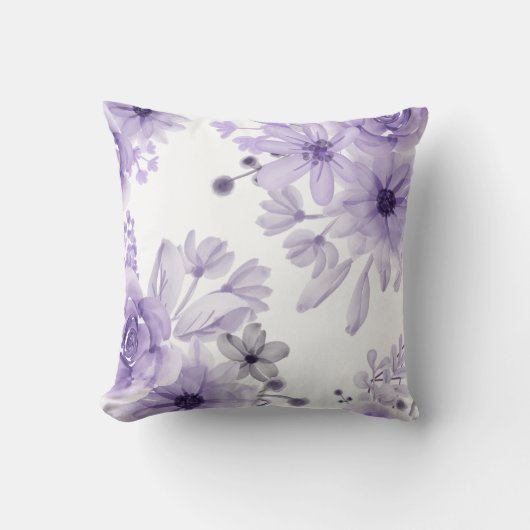 紫エレガントのフローラ水色 クッション (正面)