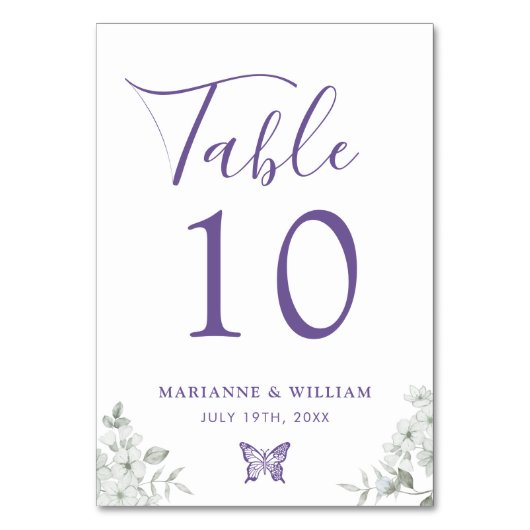 紫エレガントのフローラ結婚のテーブル番号 テーブルナンバー (正面)