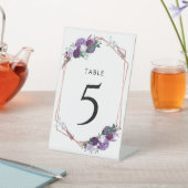 紫エレガントのフローラ結婚のテーブル番号 台座サイン (インサイチュ)