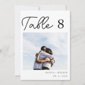 紫エレガントのフローラ結婚のフォトテーブル番号 招待状 (正面)