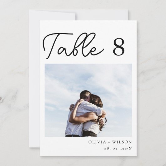 紫エレガントのフローラ結婚のフォトテーブル番号 招待状 (正面)