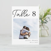 紫エレガントのフローラ結婚のフォトテーブル番号 招待状 (スタンド正面)