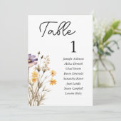 紫エレガントのフローラ結婚の座席表カード シーズンカード (スタンド正面)