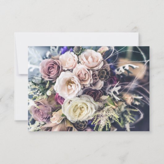 紫エレガントのフローラ結婚の返信 出欠カード (裏面)