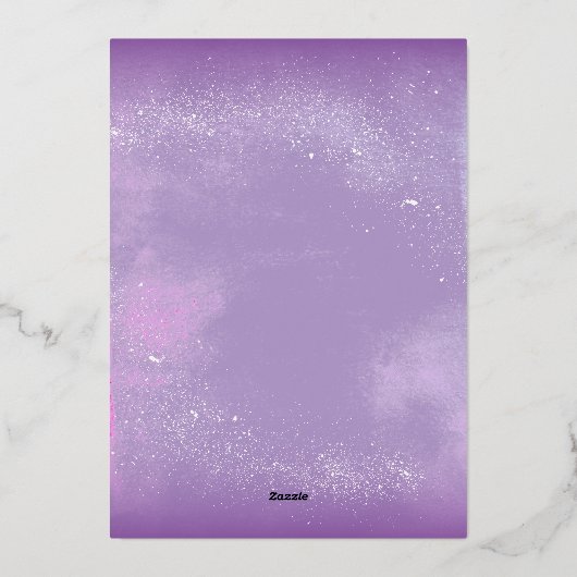 紫エレガントのフローラ40歳の誕生日パーティー 箔招待状 (裏面)