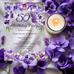 紫エレガントのフローラ50th誕生日パーティー アクリル招待状<br><div class="desc">紫のエレガントフローラデザイン「50th Birthday Party」デザインは、白いスターダストのアクセントを持つフローラの上下のスワッグを特徴とする。</div>