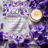 紫エレガントのフローラ60th誕生日パーティー アクリル招待状