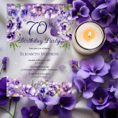 紫エレガントのフローラ70th誕生日パーティー アクリル招待状
