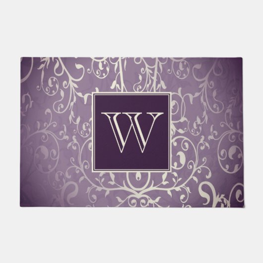 紫エレガントのモノグラム ドアマット (正面)