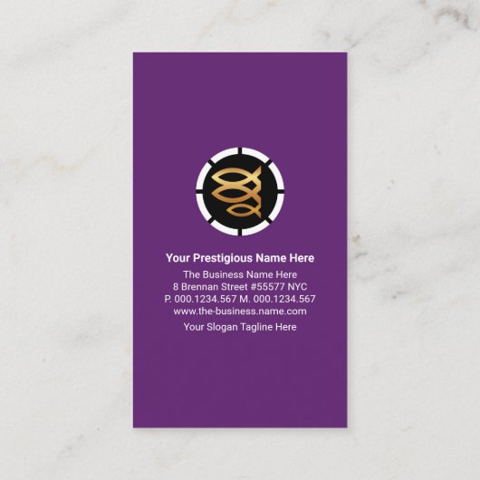 紫エレガントの宗教魚の牧師 名刺 (裏面)